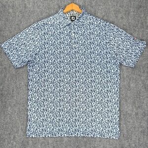 FootJoy Thorny Lea Golf Club Men's Large Blue Floral Performance Golf Polo